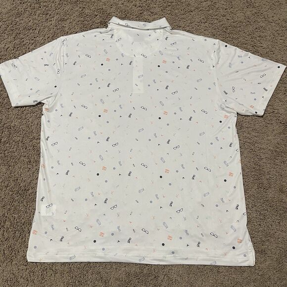 Callaway Polo Shirt Mens XL Bright White Geometric Shapes Opti-Dri Golf - Picture 5 of 8